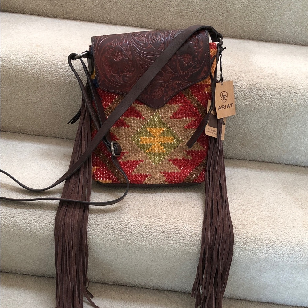Ariat Concealed Carry Tooled Leather Fringe Crossbody NWT